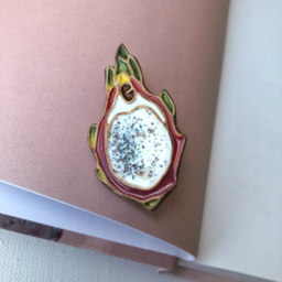 Ceramic brooch "Dragon fruit"