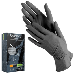 ნიტრილის ხელთათმანები benovy black m 50 წყვილი/შეფუთვა (3,5 გ.)