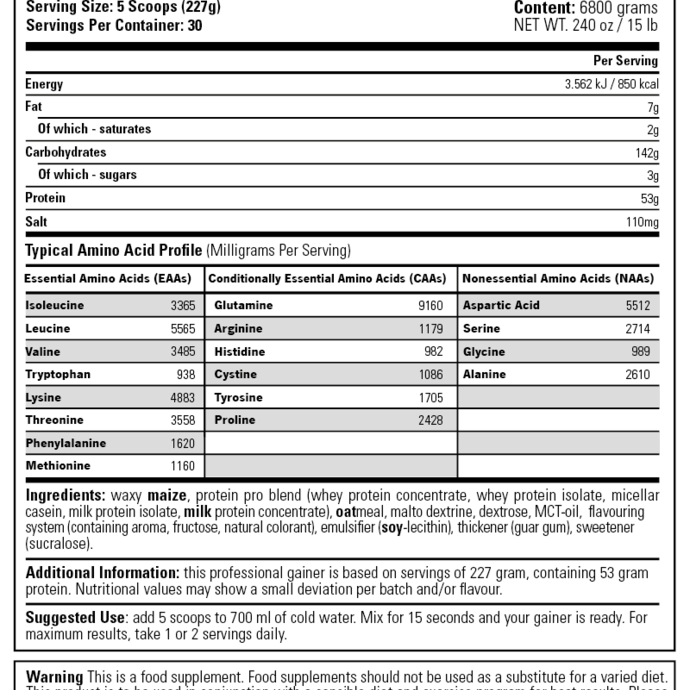 Stacker Giant Mass Gainer 2270 gr (Ваниль)