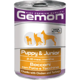Gemon Dog Puppy&Junior консервы для щенков с курицей и индейкой (кусочки) 415 г.