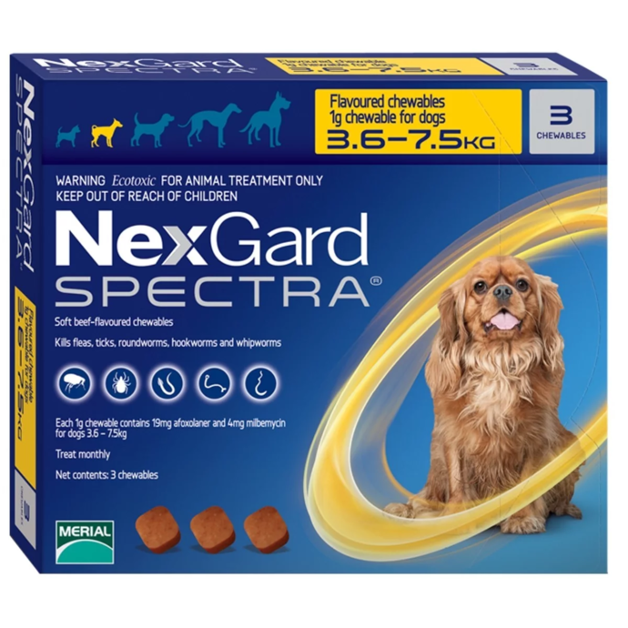 Nexgarde spectra რწყილისა და ტკიპის ტაბლეტები