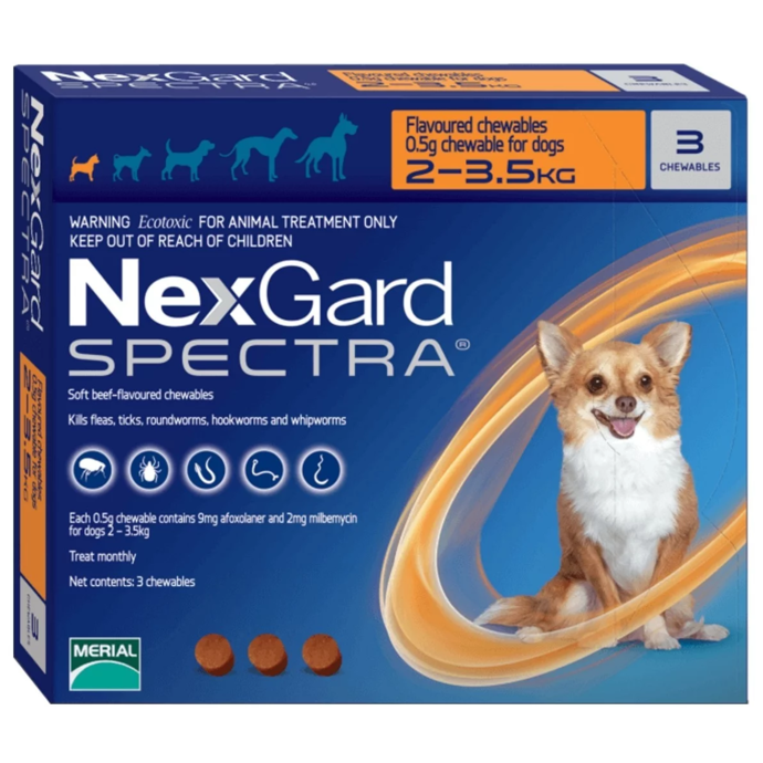 Nexgarde spectra რწყილისა და ტკიპის ტაბლეტები